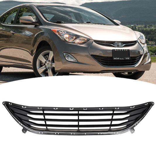 For 2011 2012 2013 Hyundai Elantra Sedan Front Bumper Lower Grille w/Chrome Trim