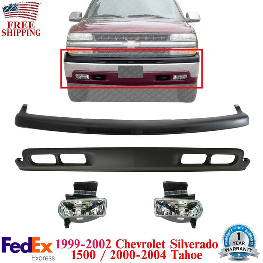 Front Bumper Upper Cover + Valance For 1999-2002 Silverado 1500 / 2000-06 Tahoe