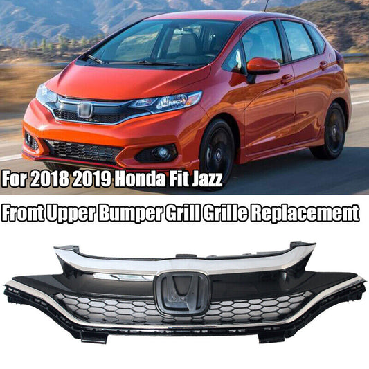 For 2018 2019 Honda Fit Jazz Chrome Front Upper Bumper Grill Grille Replacement