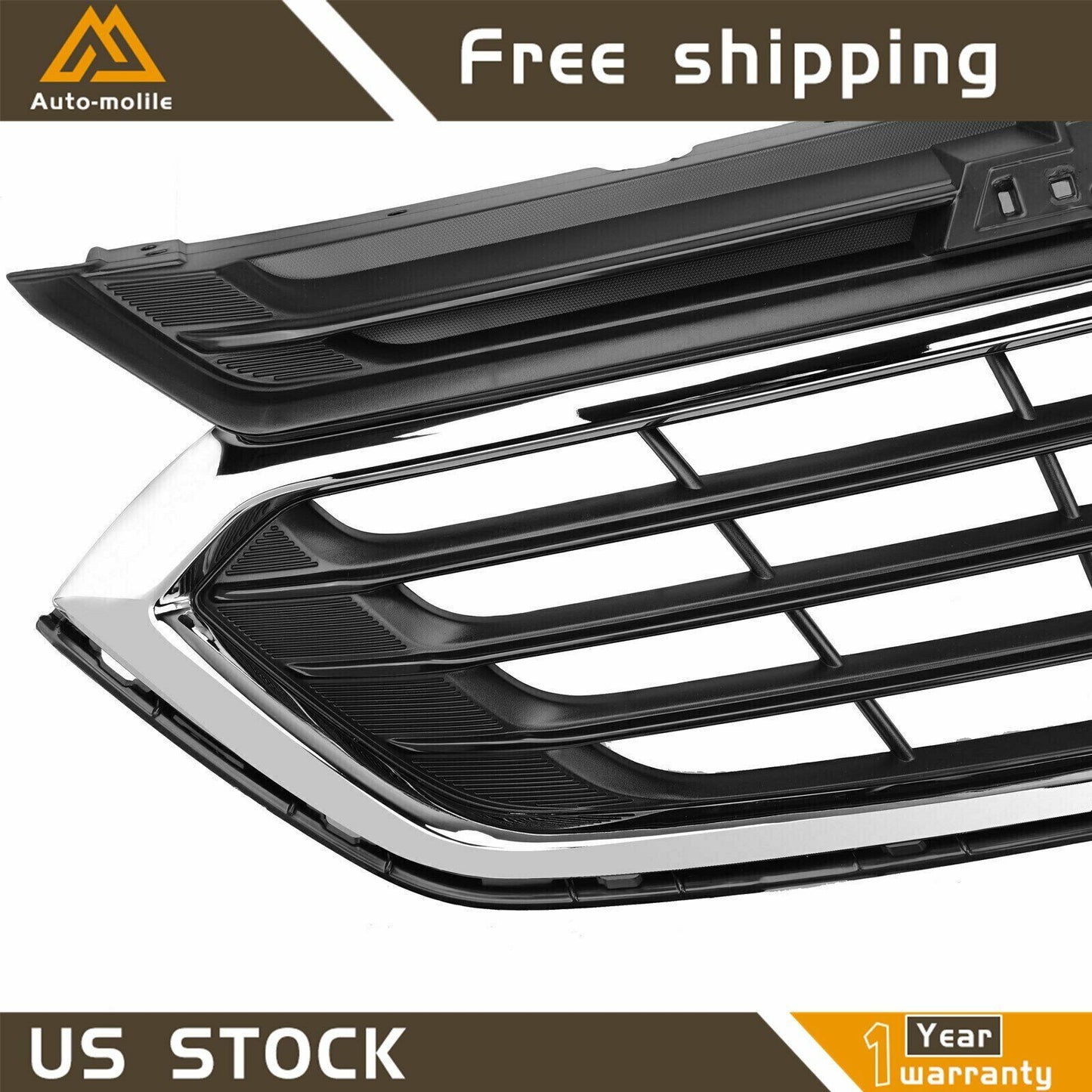 For 2018 2019 2020 21 Chevy Equinox Front Bumper Upper Grille Grill Chrome Mesh