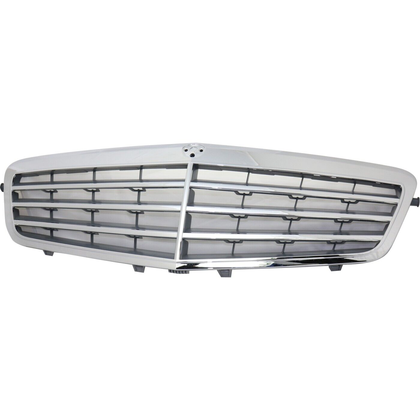 For 2010-2013 Mercedes Benz E350 E550 Chrome Grille Shell w/ Gray Insert