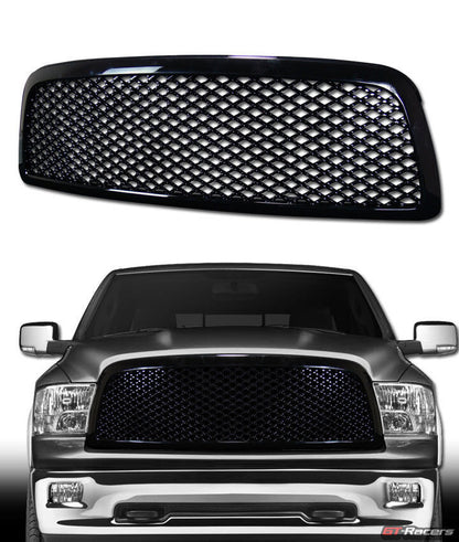 For 2009-2012 Dodge Ram 1500 Blk Luxury Mesh Front Bumper Grill Grille Guard ABS