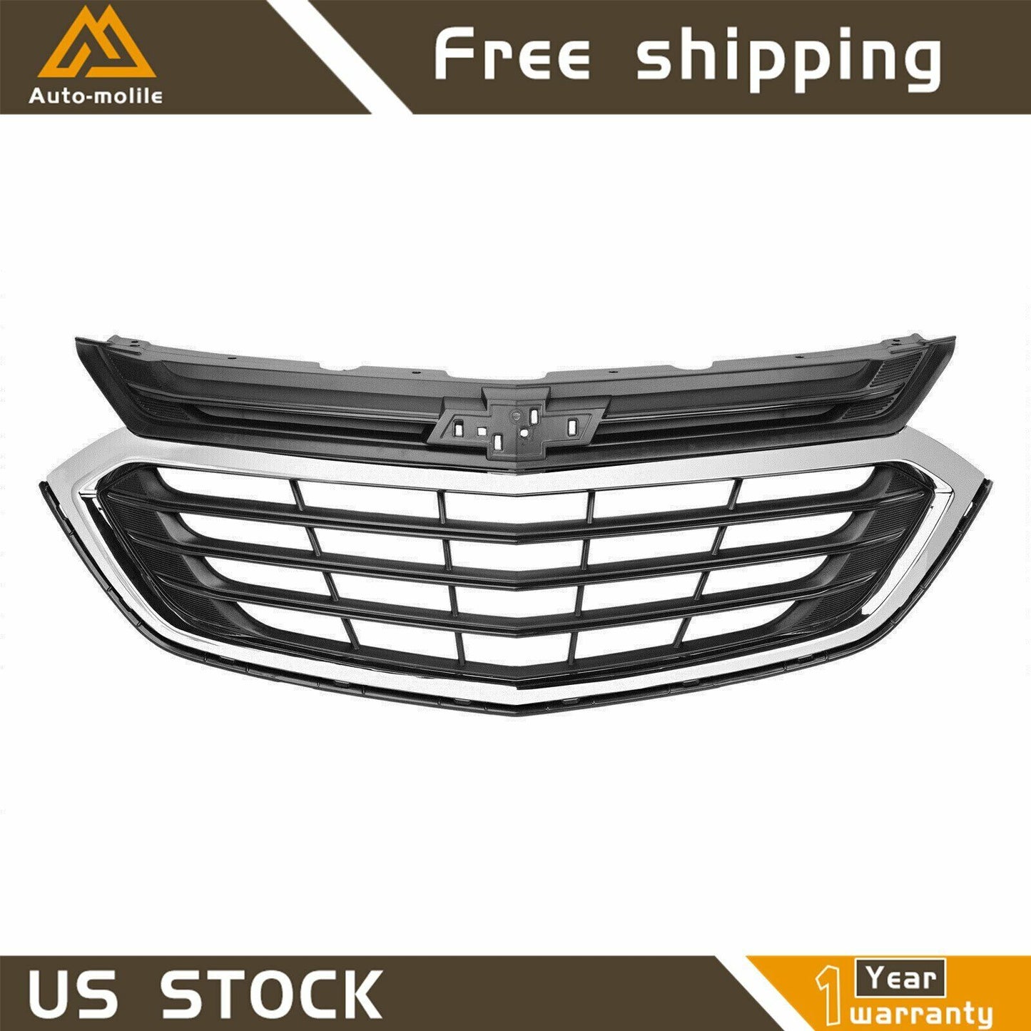 For 2018 2019 2020 21 Chevy Equinox Front Bumper Upper Grille Grill Chrome Mesh