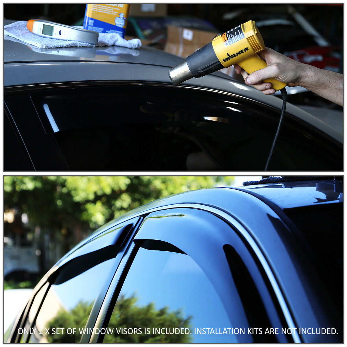 For 2005-2010 Pontiac G6 Smoke Tint Side Window Visor Sun Wind/Rain Deflector
