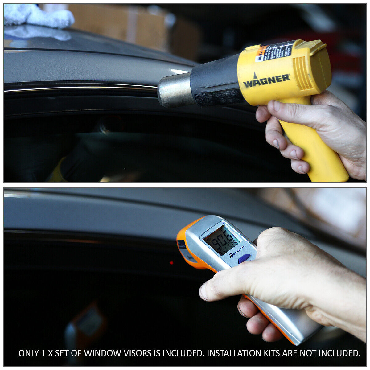 Smoked Dark Tinted Side Window Deflector Vent Guard Set