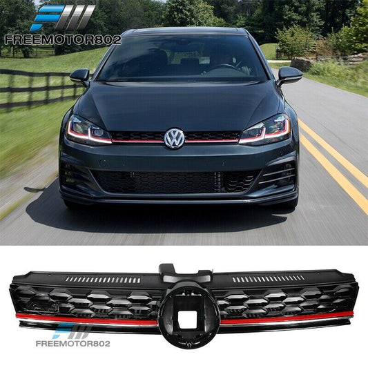 Fits 17-19 VW Golf MK7 7.5 GTI Style Honeycomb w/Red Line Front Bumper Grille