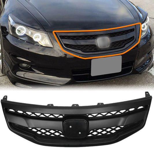 FOR 2011-12 HONDA ACCORD 4DR SEDAN MATTA BLACK JDM SPORT FRONT BUMPER MESH GRILL