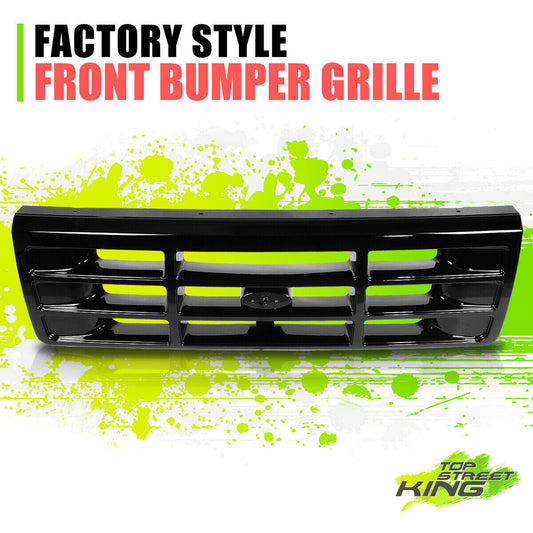 Factory Style Front Bumper Grille for Bronco F150 F250 F350 F53 F59 92-97 Black