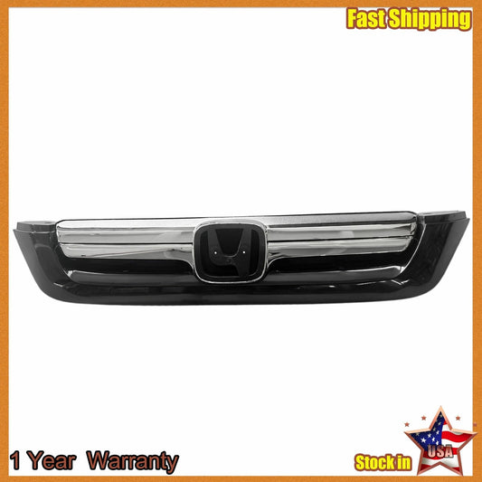 Front Upper w/ Chrome Trim Bumper Grille Fit 2007 2008 2009 Honda CR-V