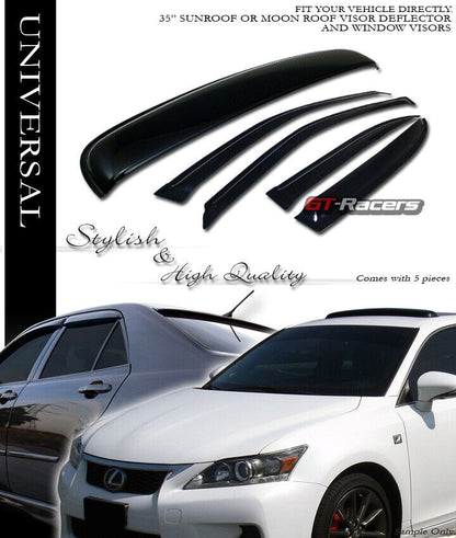 Smoke Sun Shade Vent Window Visors+Sunroof Moon Roof Guard For 01-05 Civic Sedan