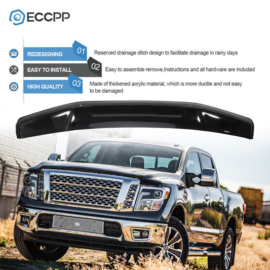 1PCS Fits 2005-2018 Nissan Frontier Front Bug Shield Hood Deflector Stone Guard