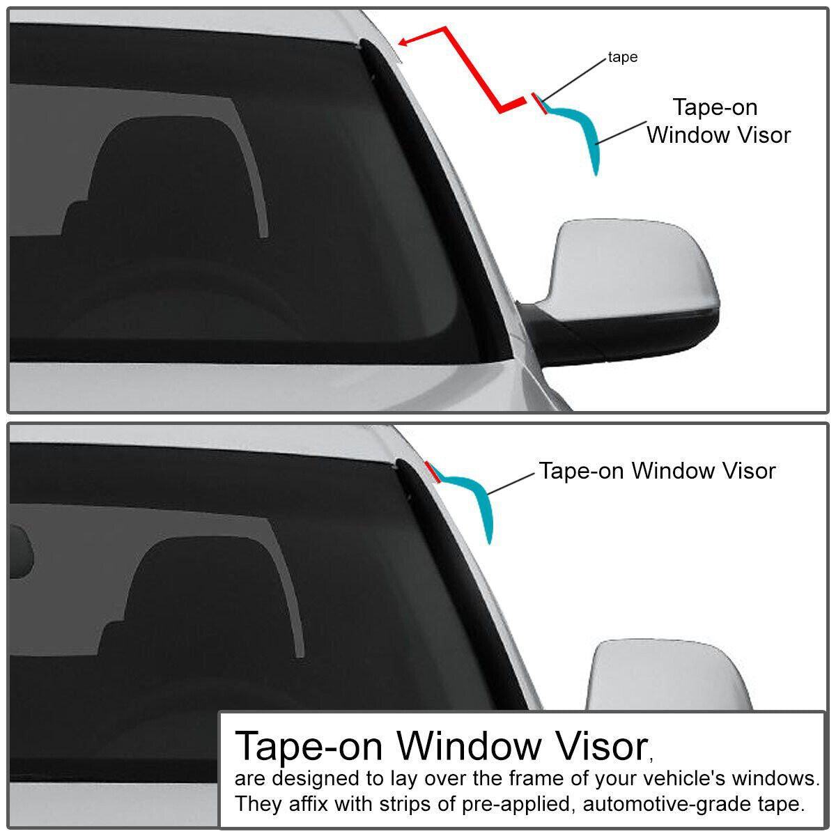 For 2005-2010 Pontiac G6 Smoke Tint Side Window Visor Sun Wind/Rain Deflector