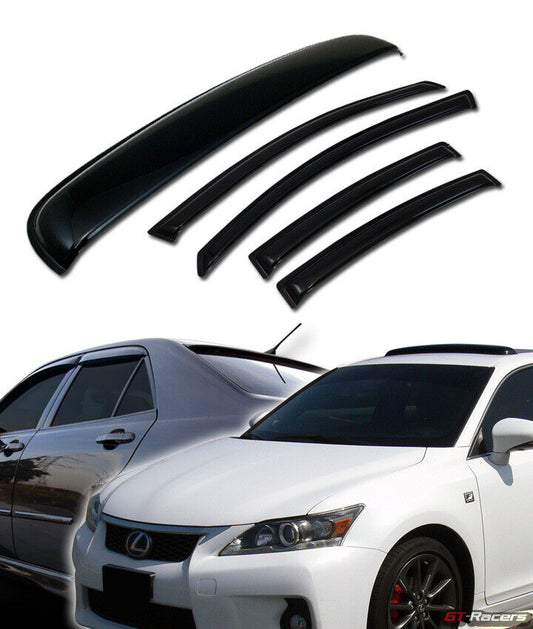 Smoke Shade Vent Window Visor+Sunroof Moon Roof Guard For 04-09 Mazda 3 4D/Sedan
