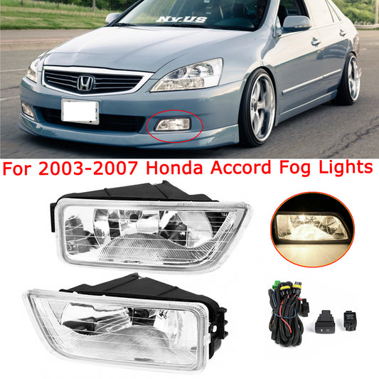 For 2003-2007 Honda Accord TL 4DR Sedan Clear Bumper Driving Fog Lights Lamp