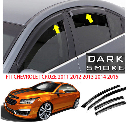 Smoke Window Visor Rain Guard For 2011 2012 2013 2014 2015 Chevy Cruze Tapeon