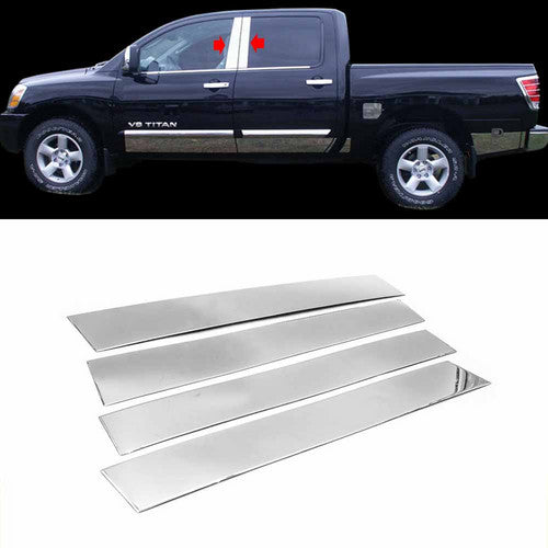 Chrome B-PILLAR Pillar Post Molding Trim For 2004-2014 2015 Nissan Titan Crew