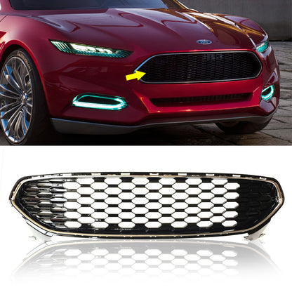 Front Upper Grille Fit 2013-2015 Ford Fusion Mustang Style Chrome Trim