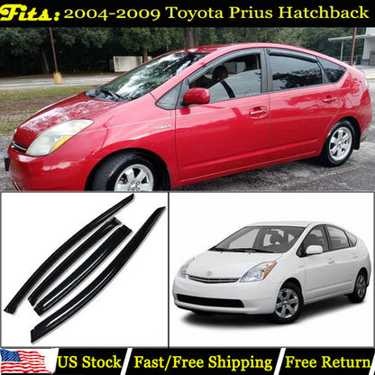 For 04-09 Toyota Prius Hatchback Smoke Acrylic Tape-on Window Visors Wind Guards
