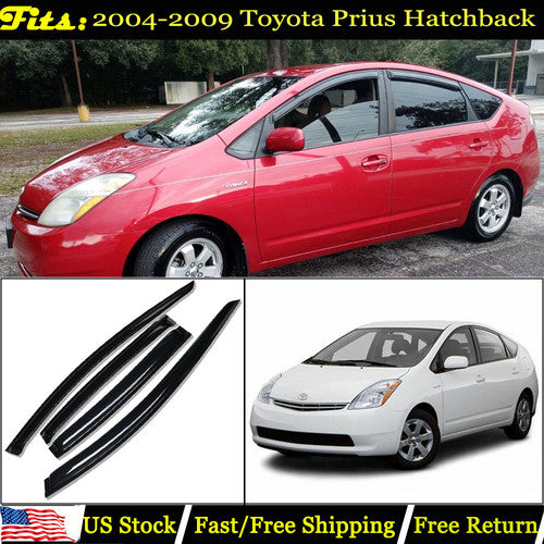 For 04-09 Toyota Prius Hatchback Smoke Acrylic Tape-on Window Visors Wind Guards