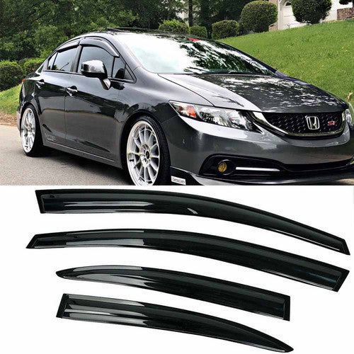 For 2012-2015 Honda Civic Sedan Tape-on Window Visor Sun Deflector Rain Guards