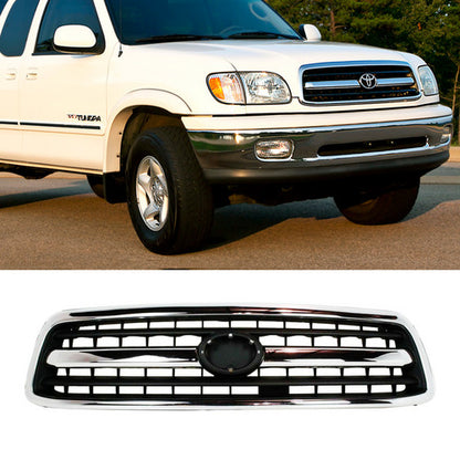 Grille For 2000-2002 Toyota Tundra Chrome Shell w/ Black Insert Plastic