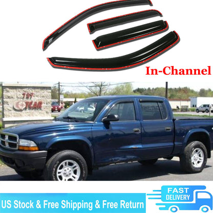 For 2000-2004 Dodge Dakota Quad Cab Smoke Window Vent Visor Rain Guard Deflector