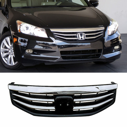 Front Bumper Upper Grille w/Chrome Trim Grill For Honda Accord 2011 2012 Sedan