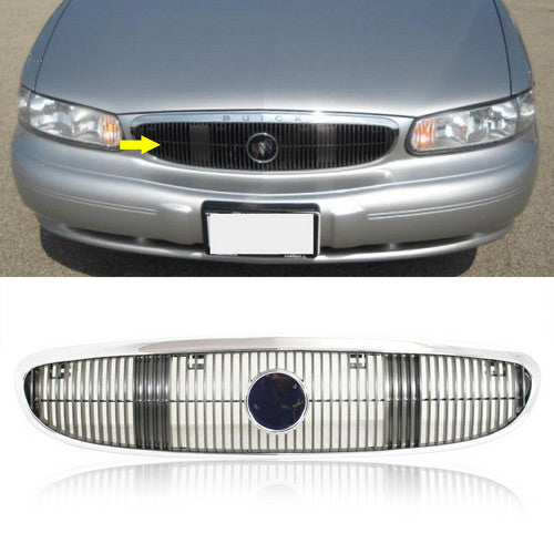 Grille For 2003-2005 Buick Century Chrome Shell w/ Silver Insert Plastic