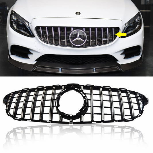 Front Bumper Grille GT-R AMG Style For 2019 Mercedes-Benz W205 C205 C300 C43