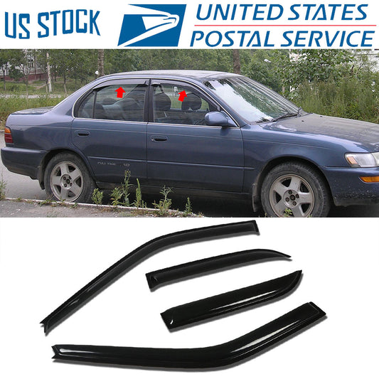 For 1984-1992 Toyota Corolla Sedan Smoke Tint Window Visor Sun Wind/Rain Guard