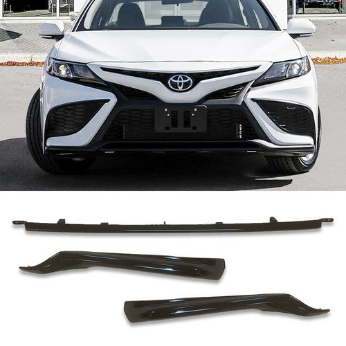 3PCS For 2021 2022 TOYOTA Camry SE XSE Bumper Lower Grille Molding Trim Glossy