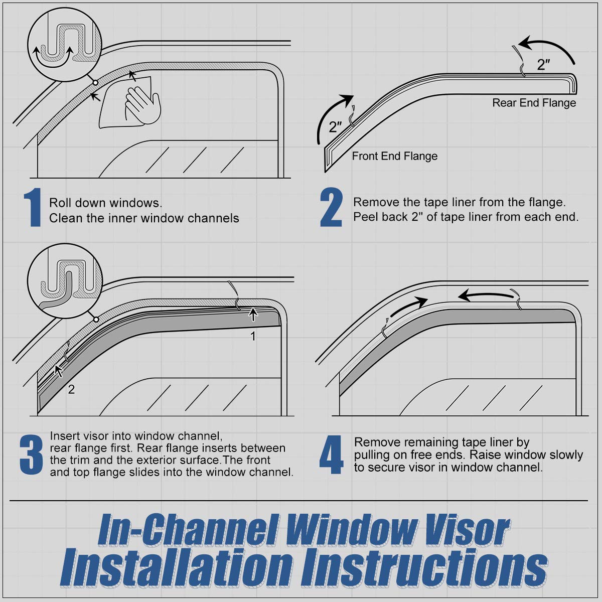 For 2000-2004 Dodge Dakota Quad Cab Smoke Window Vent Visor Rain Guard Deflector