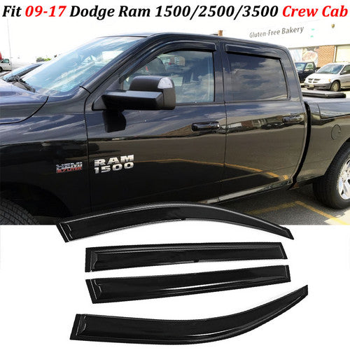 For 2009-2015 2016 2017 Dodge Ram 1500 Crew Cab Window Visor Vent Rain Deflector