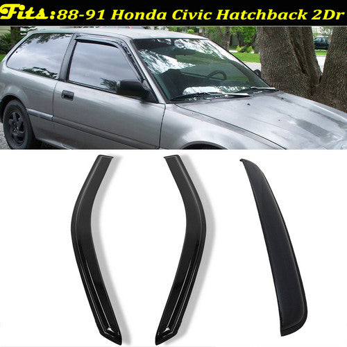 Window+SunRoof Visor Deflector For 1988-1991 Honda Civic Hatchback W/2pcs Hooks