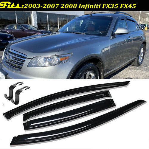 4pcs Window Visor Rain Guards For 2003-2006 2007 2008 Infiniti FX35 FX45 4-Door