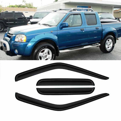 For 1998-2004 Nissan Frontier Crew Smoke Window Visor+Sunroof Rain Deflector 5PC