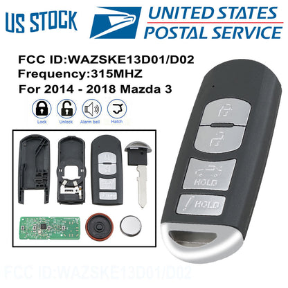 Keyless Remote Car Key Fobs WAZSKE13D01/D02 For 2014 2015 2016 2017 2018 Mazda 3
