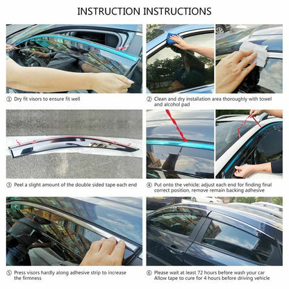 Window Vent Visors Wind Rain Guard 6PCS Fit 2013 14 15 16 2017 2018 Toyota RAV4