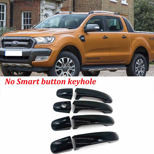 For 2019-2021 Ford Ranger Glossy Black Door Handle Cover No Smart Cut 4PC