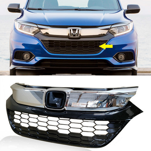 Front Bumper Chrome Honeycomb Grille Grill For 2019 2020 Honda HR-V Trim New