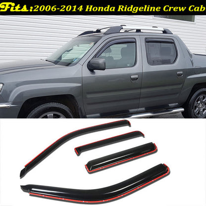 In-Channel For 2006-2013 2014 Honda Ridgeline Window Vent Visors Rain Deflector