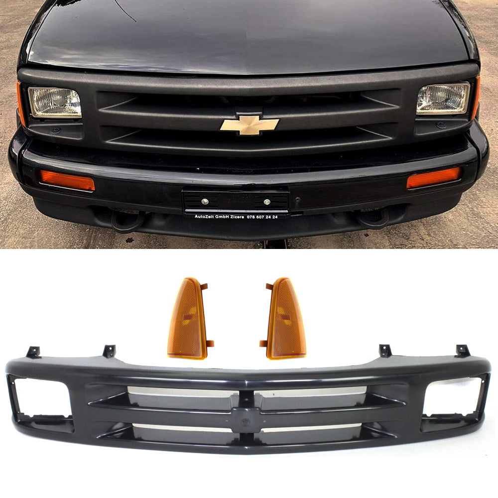 For 1994-1997 Chevrolet S10 Sport Package Front Bumper Grille W/Corner Light Kit