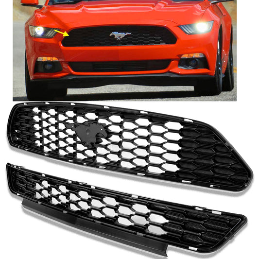 Upper & Lower Grille without Emblem Front Bumper FITS 2015-2017 Ford Mustang