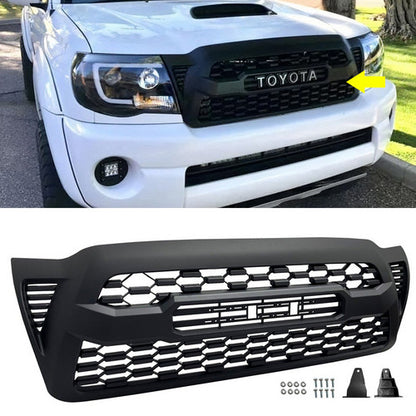 Front Bumper Hood Grille Grill Matte Black For 2005-2010 Toyota Tacoma