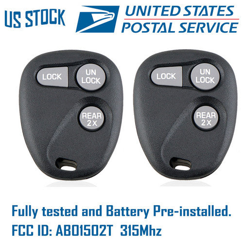 2pcs Remote Key Fob Replacement  ABO1502T For 1997 1998 1999 Chevrolet Tahoe