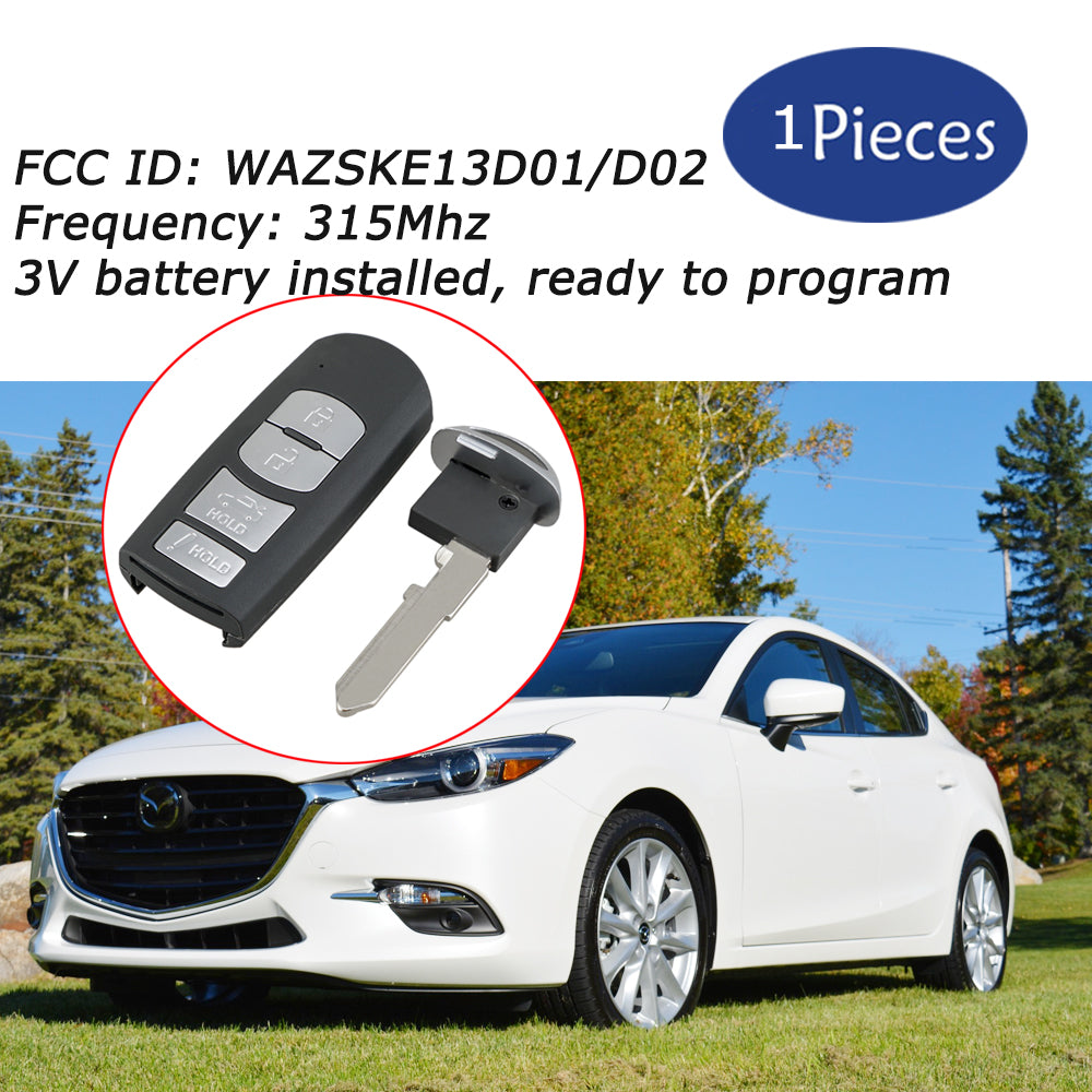 Keyless Remote Car Key Fobs WAZSKE13D01/D02 For 2014 2015 2016 2017 2018 Mazda 3