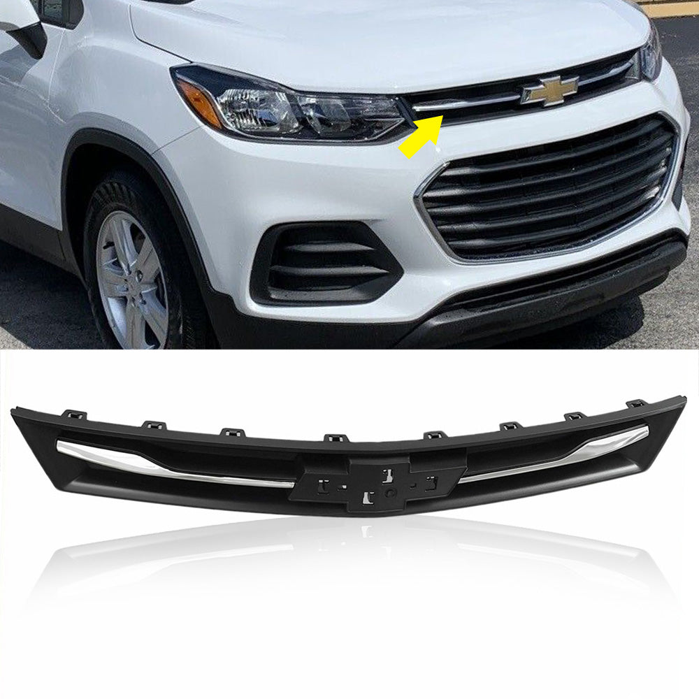 Front Upper Bumper Grille For 2017-2020 Chevrolet Trax Black w/ Chrome Trim