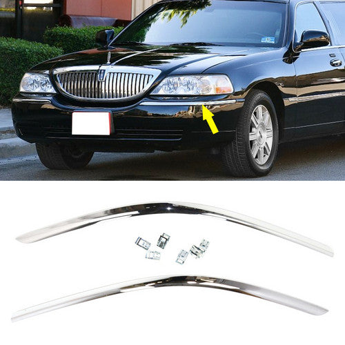 For 2003-2011 Lincoln Town Car Front Bumper Chrome Trim LH & RH 2PCS