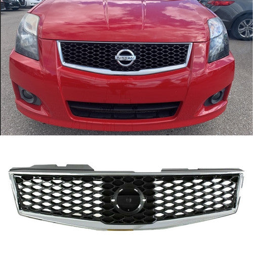 Front Bumper Grille Grill NI1200235 For 2009-2012 Nissan Sentra Chrome&Gray