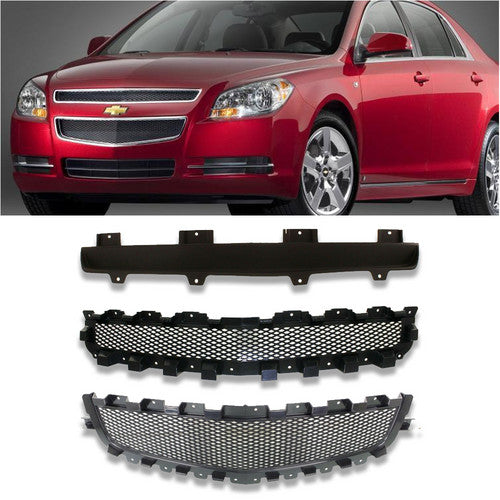 New Set of 3 Front bumper Grille Grill for Chevy Malibu 2008 2009 2010 2011 2012